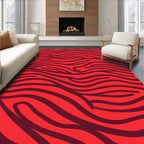 Bold Red Wavy Stripe Design Rug