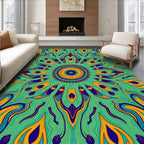 Vibrant Psychedelic Mandala Pattern Rug