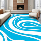 Bright Blue White Swirling Waves Rug