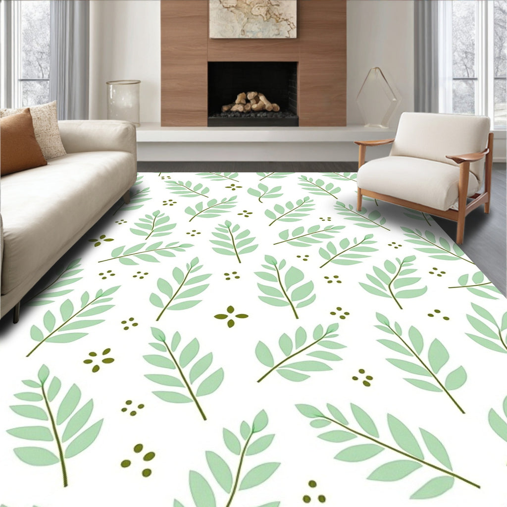 Delicate Leaf Branch Pattern Rug