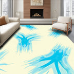 Cool Blue Abstract Brushstroke Design Rug