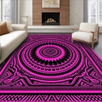 Vivid Pink Radial Mandala Art Rug