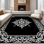 White Arabesque Floral Frame Rug
