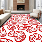 Red Holiday Swirls and Santa Hats Rug