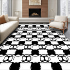 Bold Black White Abstract Geometry Rug