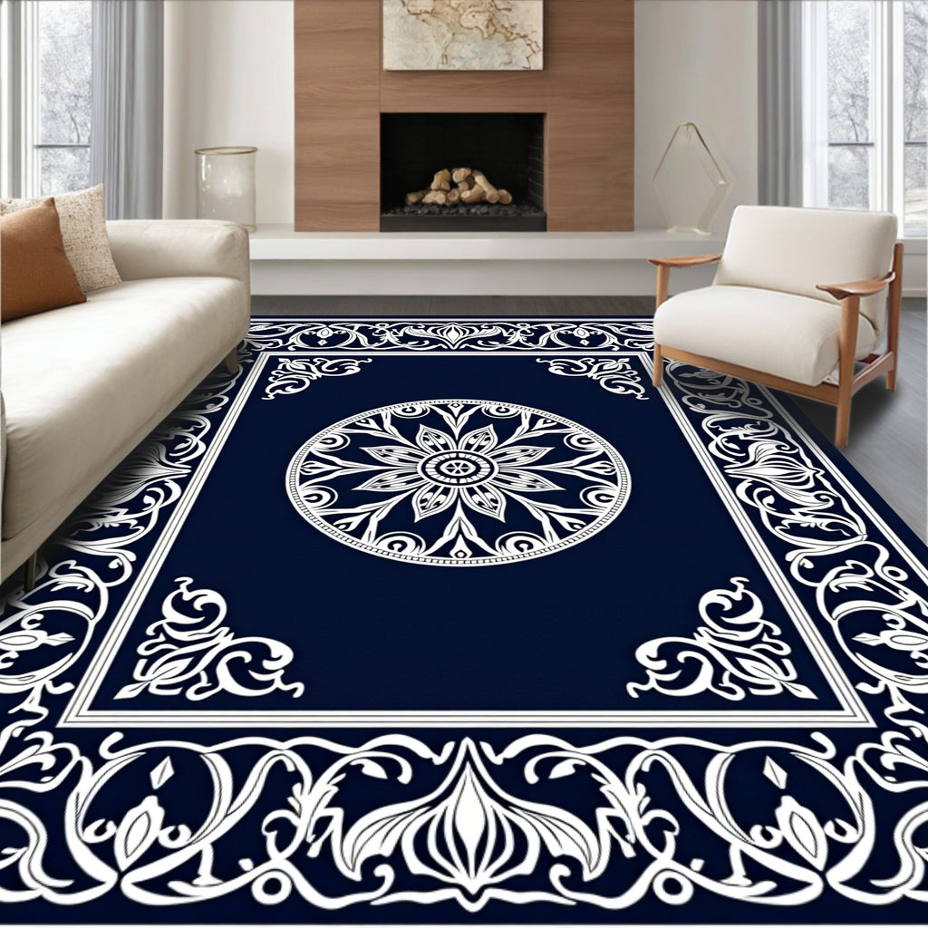 Intricate Floral Medallion Border Rug