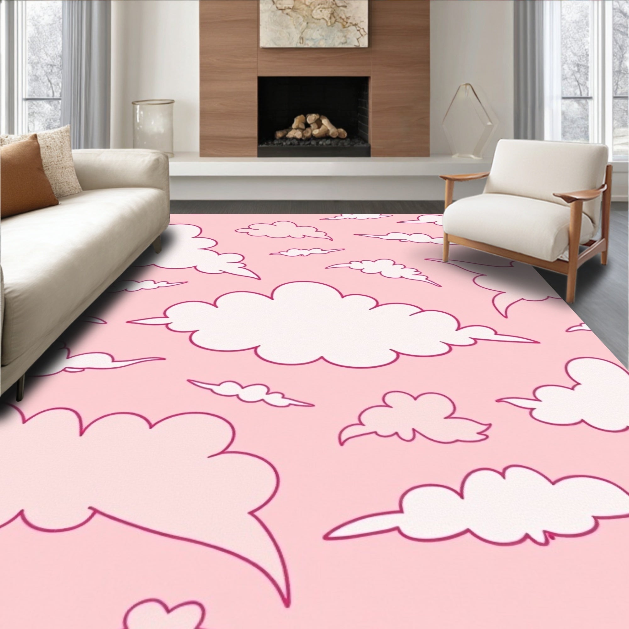 Pink Cloud Pattern Design Rug
