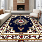 Rich Navy Red Gold Central Medallion Rug