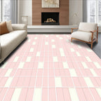 Pink Cream Vertical Tile Pattern Rug