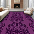 Plum Floral Scroll Pattern Rug