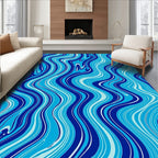 Wavy Blue Marble Pattern Rug