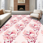 Ethereal Pink Floral Sketch Pattern Rug