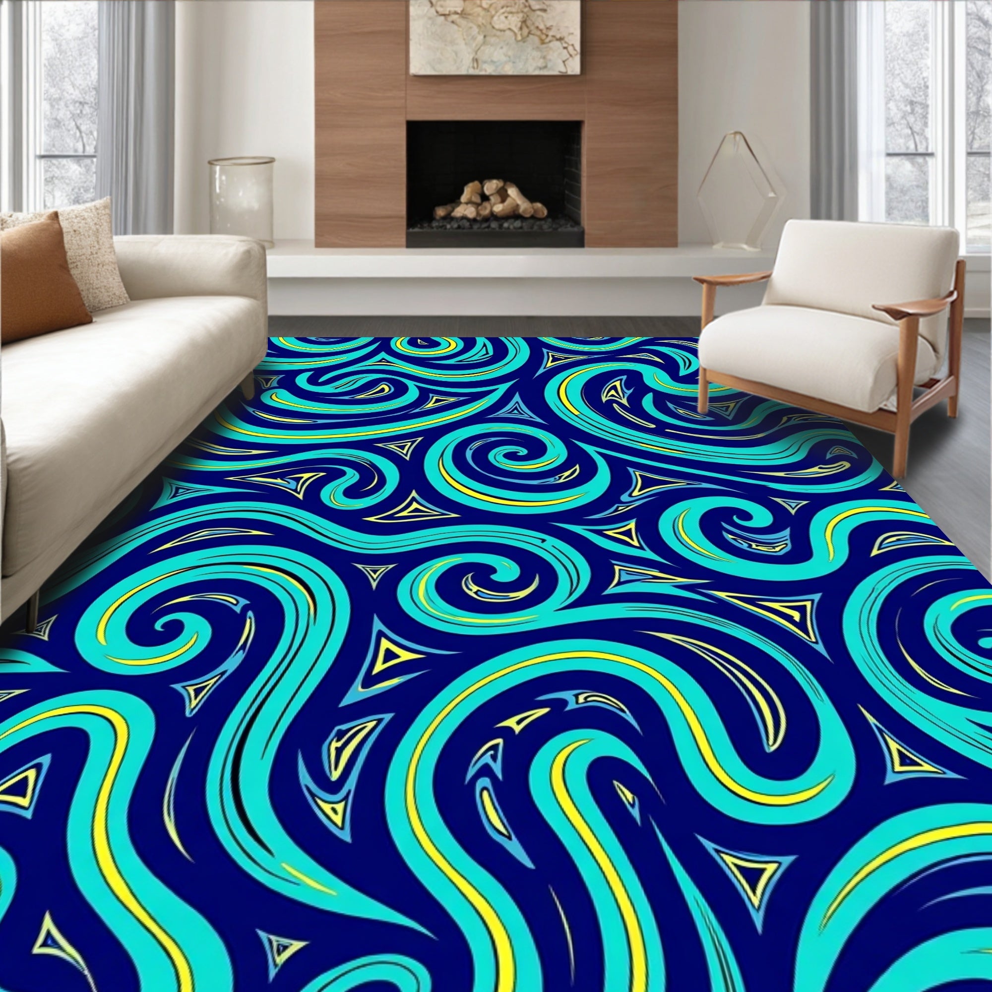 Abstract Swirl Triangle Pattern Rug