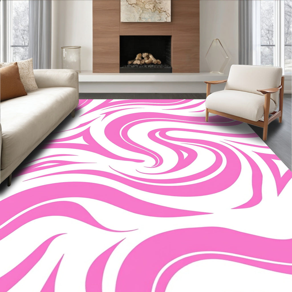 Abstract Pink Swirls Pattern Rug