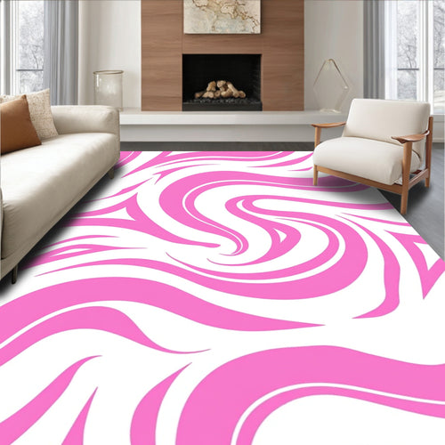 Abstract Pink Swirls Pattern Rug