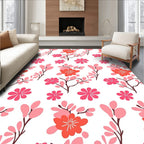 Coral Pink Blooming Branches Rug