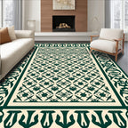 Elaborate Geometric Motif Bordered Design Rug