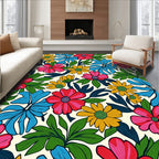 Bright Floral Pattern Vivid Design Rug
