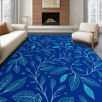 Vivid Blue Floral Vine Pattern Rug
