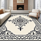 Ornate Floral Center Medallion Border Design Rug