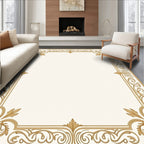 Ornate Scrollwork Golden Edge Pattern Rug
