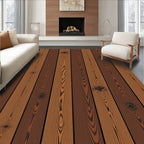Warm Rustic Wood Grain Pattern Rug