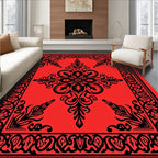 Intricate Black Floral Lattice Design Rug