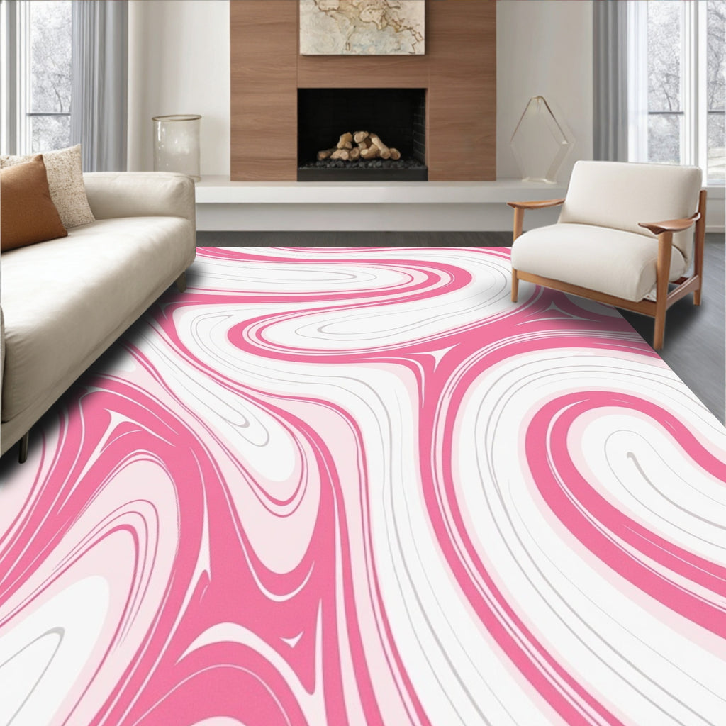 Pink Swirl Marbling Abstract Rug