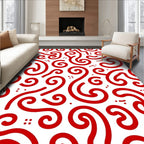 Crimson Swirls Abstract Whimsical Rug
