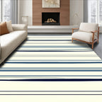 Blue Cream Horizontal Stripe Design Rug