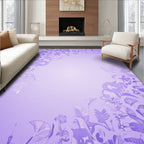 Whimsical Lavender Floral Vine Swirl Rug
