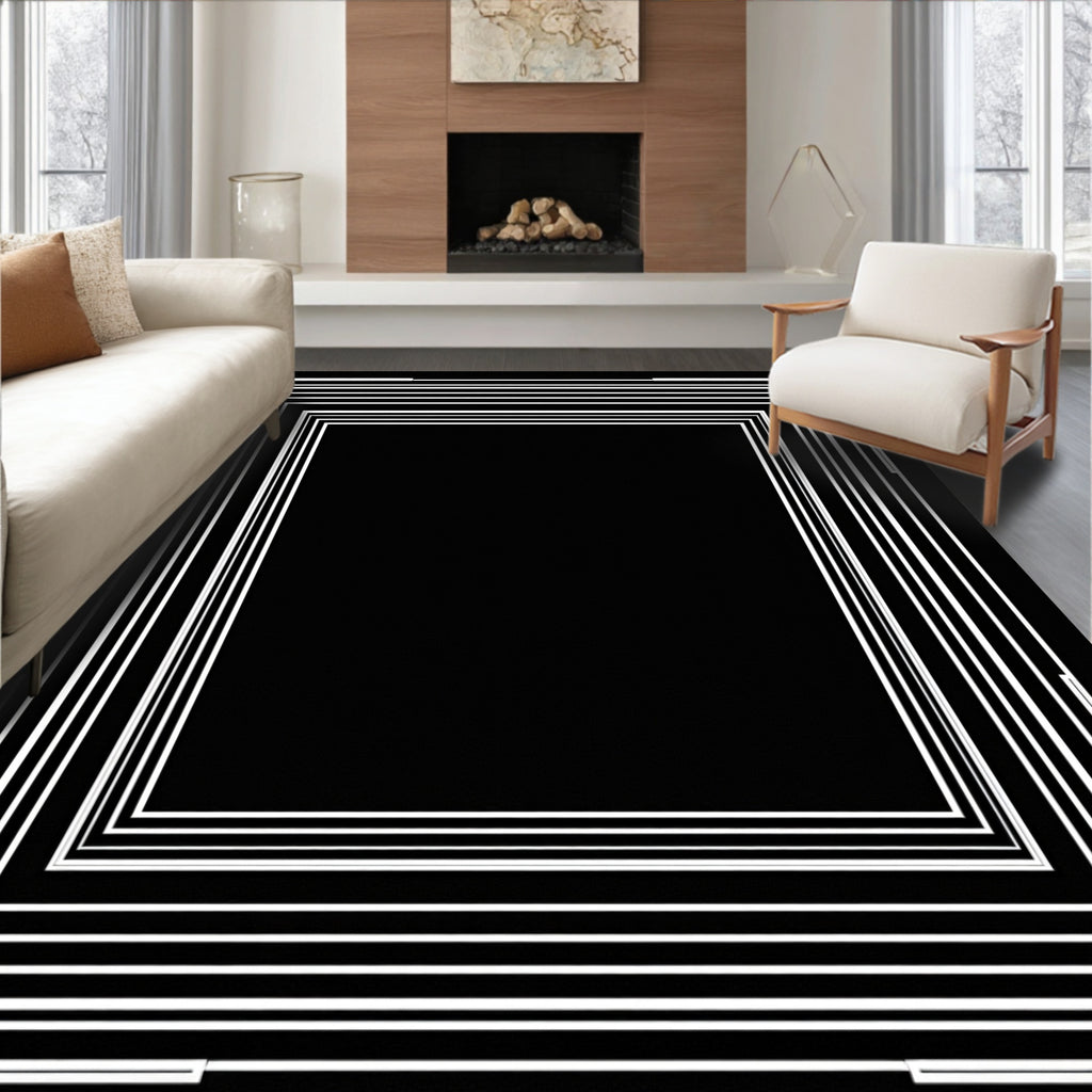 Concentric Geometric Sharp Frame Rug