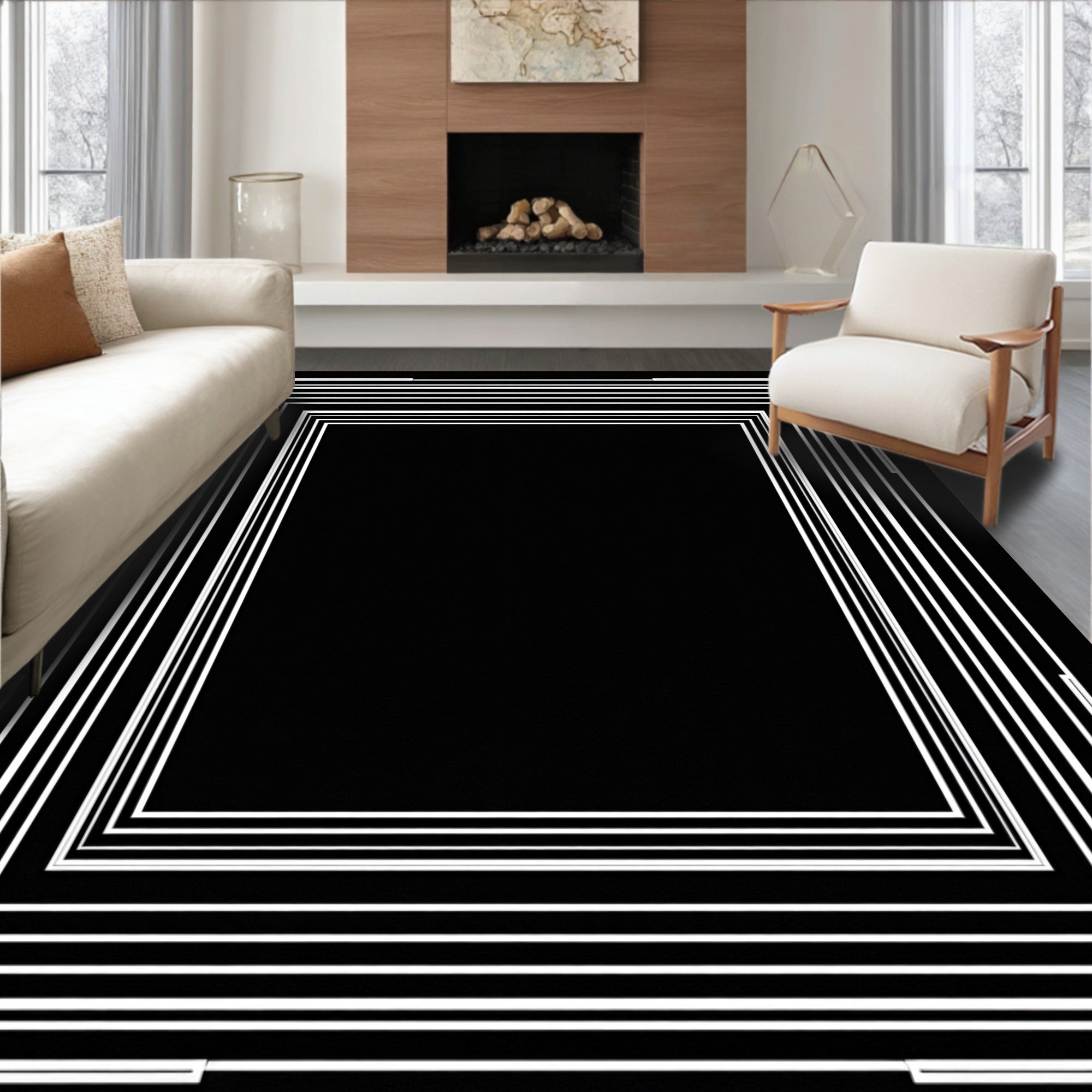 Concentric Geometric Sharp Frame Rug