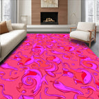 Whimsical Pink Coral Abstract Swirls Rug