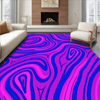 Vibrant Magenta Blue Swirl Pattern Rug