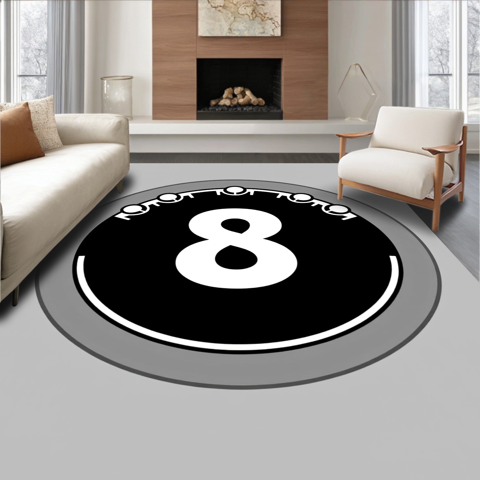 Monochrome Circular 8 Graphic Design Rug