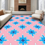 Pink Blue Floral Medallion Repeating Rug