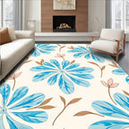 Bright Teal Floral Petal Pattern Rug