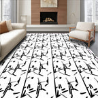 Modern Black White Abstract Figures Rug