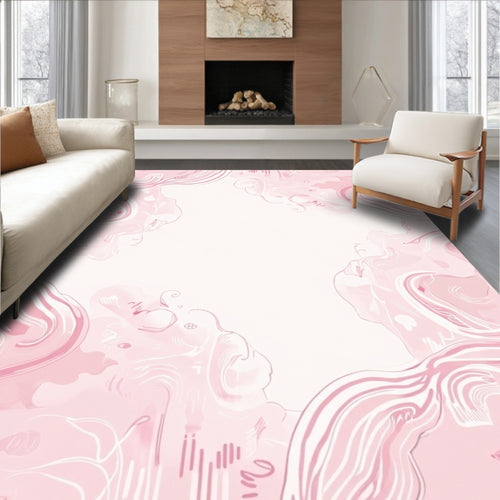 Abstract Pink Swirl Organic Design Rug