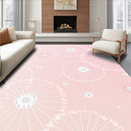 Pale Pink Dandelion Floral Pattern Rug