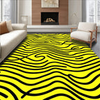 Bold Black Wavy Stripe Pattern Rug