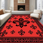 Bold Fleur De Lis Patterned Accent Rug