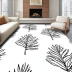 Minimalist Botanical Leaf Pattern Rug