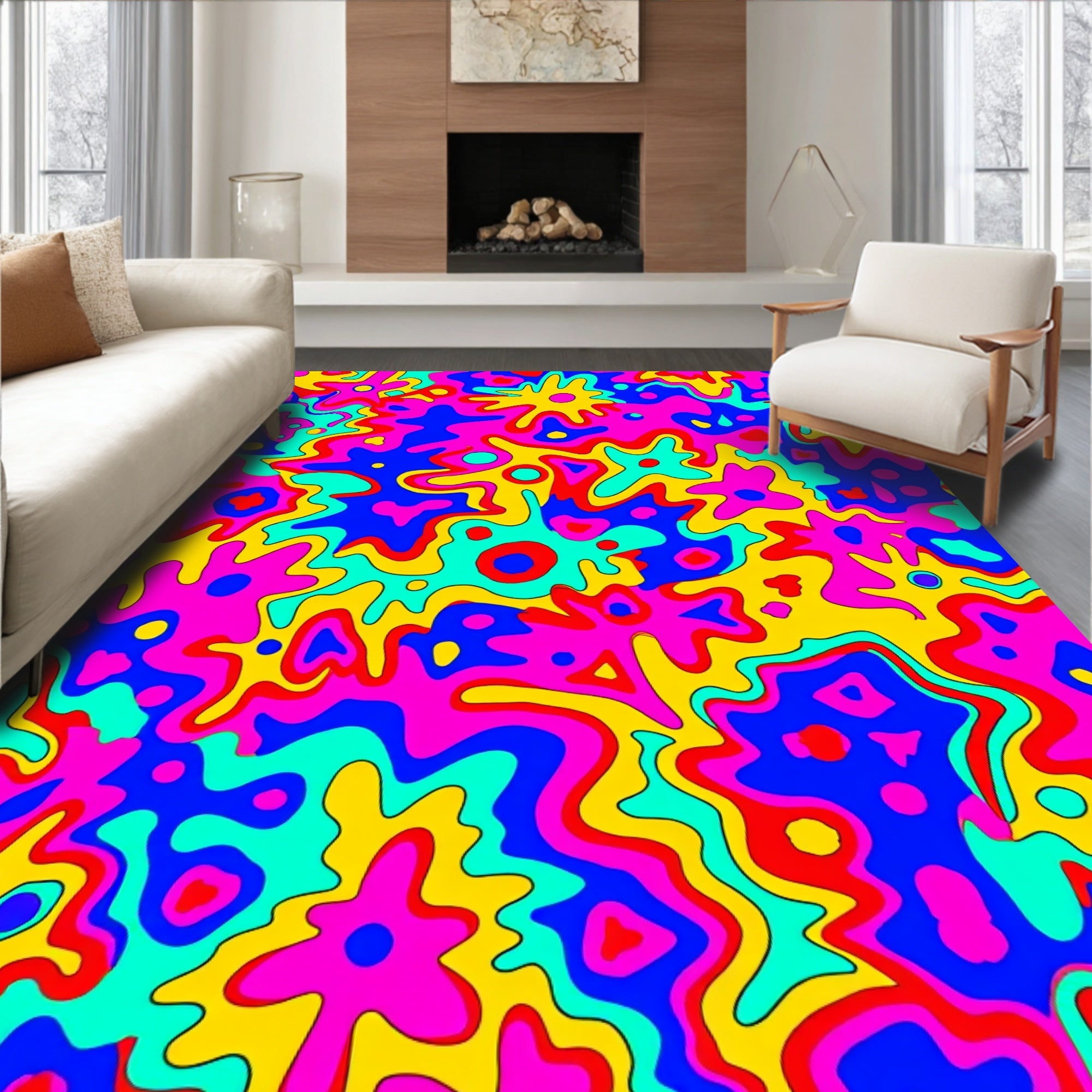 Bold Abstract Blob Pattern Rug