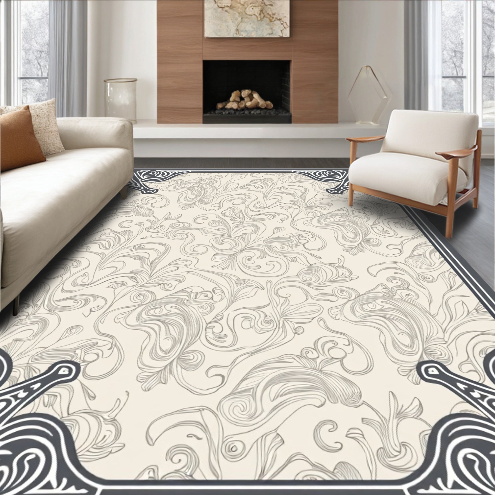 Ornate Flowing Vine Patterns Rug
