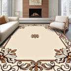 Elegant Floral Border With Swirls Rug
