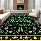 Festive Mint Green Snowflake Floral Frame Rug