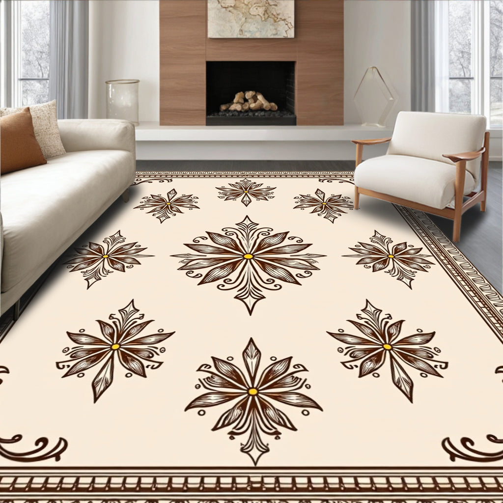 Classic Floral Scrollwork Mandala Design Rug