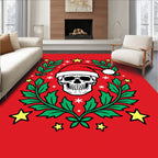 Christmas Skull Garland Red Yellow Rug